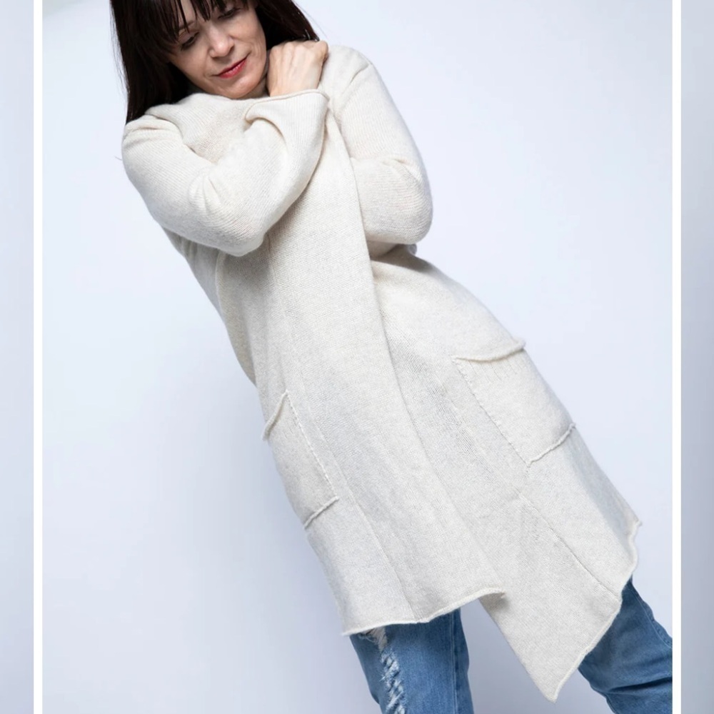 Souchi 100% Cashmere Stella pocket Cardigan sweater Handloomed - Picture 3 of 9